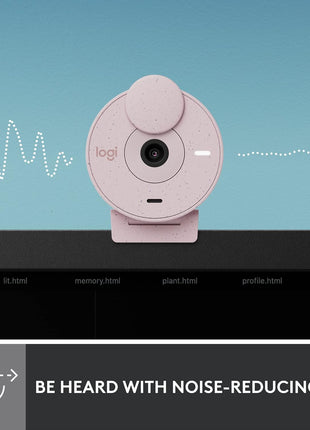 Logitech Brio 300 Full HD Webcam, auto Light Correction, Noise reducing mic, Privacy Shutter, USB-C, Works with Microsoft Teams, Google Meet, Zoom, for Streaming and Video Calling - Rose