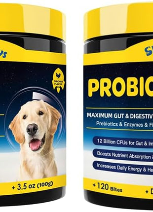 Probiotics & Salmon Fish Oil for Dogs Skin and Coat & Digestive Health