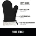 GORILLA GRIP BPA Free Soft Silicone Oven Mitts, Heat Resistant and Waterproof Cooking Gloves, Thick Cotton Lining, Flexible Gripping for Baking Grilling, Kitchen Potholders Set of 2, 12.5x8.3, Black