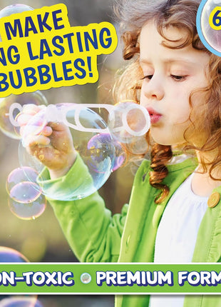 Sunny Days Entertainment Bubble Solution 64 oz - Non-Toxic - 3+ Years | Includes Wand, Easy Grip Bottle, For Machines And Wands, 11 in Tall, 4.2 lb, Ages 36 Months Up, Holiday Theme