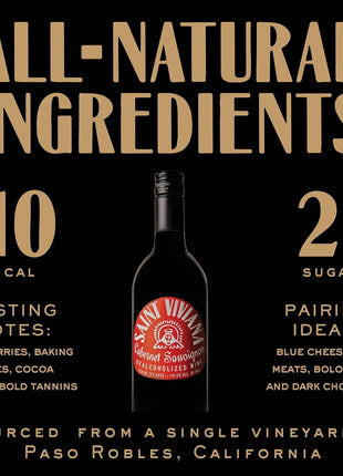 Saint Viviana Non-Alcoholic Cabernet Sauvignon, Non Alcoholic Red Wine, Gluten Free, Low Sugar, Zero Proof, California Dealcoholized Wine, Blackberry, Plum, Coffee & Vanilla Notes, 24.6 fl oz Bottle