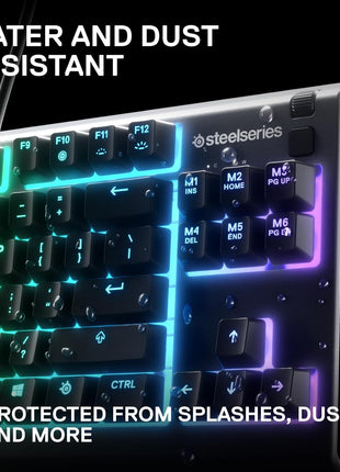 SteelSeries Apex 3 TKL RGB Gaming Keyboard – Tenkeyless Compact Form Factor - 8-Zone RGB Illumination – IP32 Water & Dust Resistant – Whisper Quiet Gaming Switch – Gaming Grade Anti-Ghosting,Black