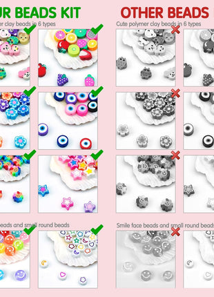 Dowsabel Bracelet Making Kit, Beads for Bracelets Making Pony, Kandi, Polymer Clay, Smile Face & Letter Beads for Jewelry Making, DIY Arts and Crafts Gifts Toys for Girls Age 6-12