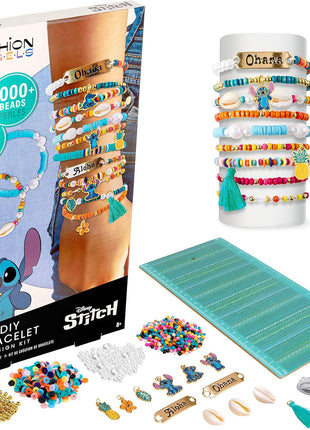 Fashion Angels Disney Stitch DIY Bracelet Making Kit, Includes 1,000+ Shell Beads, Tassels, & More, Lilo & Stitch Collectable Jewelry for Kids, Teen Girls & Boys