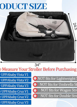 Stroller Bag Compatible with UPPAbaby Vista V2/Vista V3/Cruz V2/Cruz V3 | Stroller Travel Bag Heavy Duty Gate Check Stroller Bag with Delectable Shoulder Strap and Handle for Parents