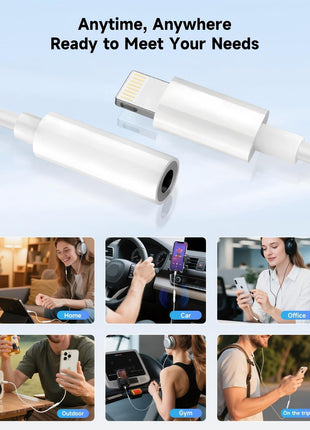 [Apple MFi Certified] 2 Pack Lightning to 3.5 mm Headphone Jack Adapter, iPhone Aux Adapter Converter Dongle Audio Cable Compatible with iPhone 14 13 12 11 X XS 8 7