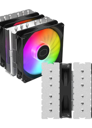 Cooler Master Hyper 620S Dual Tower ARGB CPU Air Cooler, 120mm PWM Fan, 6 Heat Pipes, Silver Nickel-Plated Copper, 154.9mm Tall, AMD Ryzen AM5|AM4, Intel LGA 1851|1700|1200 Brackets