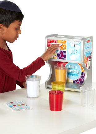 Melissa & Doug Thirst Quencher Wooden Drink Dispenser with Juice Inserts, Ice Cubes & Play Kitchen Accessories, Preschool Learning Toys for Girls & Boys 3+ - FSC Certified