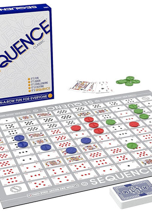SEQUENCE- Original SEQUENCE Game with Folding Board, Cards and Chips by Jax ( Packaging may Vary ) White, 10.3" x 8.1" x 2.31"