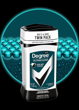 Degree Men UltraClear Antiperspirant Deodorant Black+White 2 Count 72-Hour Sweat & Odor Protection Antiperspirant For Men With MotionSense Technology 2.7 oz