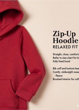 Amazon Essentials Girls' Fleece Zip-Up Hoodie Sweatshirt, Black, Medium