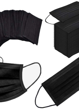 NNPCBT 100PCS 3 Ply Black Disposable Face Mask Filter Protection Face Masks
