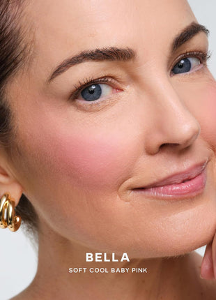 Saie Cheek Flush Duo - Dew Liquid Blush (.40 oz, Baby), SuperSuede Baked Powder Blush (.01 oz, Bella) - Layerable, Skin-Nourishing Blushes for a Seamless Radiant Finish