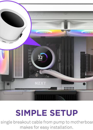 NZXT Kraken 360 RGB - 360mm AIO CPU Liquid Cooler - RL-KR360-W1 - Customizable 1.54" Square LCD Display for Images, Performance Metrics - High-Performance Pump - White