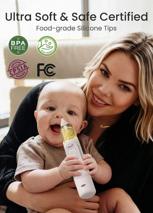 GROWNSY Nasal Aspirator for Baby, Upgraded 5 Suction Levels Baby Nose Sucker, IPX7 Waterproof Electric Nose Suction for Baby, Booger Sucker for Toddlers with Automatic Cleaning &Music &Light Functions