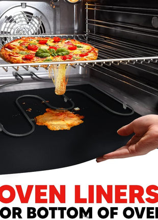 Oven Liners for Bottom of Oven - Thick Heavy Duty 17" x 25" 2 Pack Non-Stick Reusable Mats - BPA & PFOA Free Protector for Electric, Gas, Microwave & BBQ Grill Liner - Easy Clean & Heat Resistant
