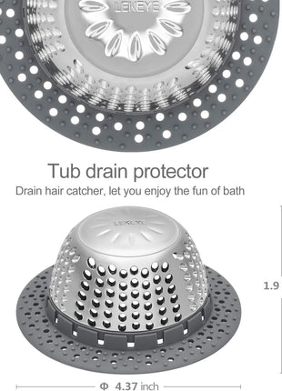 LEKEYE Drain Hair Catcher/Bathtub Drain Cover/Drain Protector for Pop-Up & Regular Drains(Patented Product)