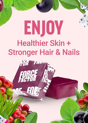 Force Factor Collagen Boosting Superfoods, Vegan Collagen Booster for Women | with Biotin, Hyaluronic Acid, and Vitamin C, for Hair, Skin, Nails, & Joint Support, Tropical Fruit, 60 Soft Chews