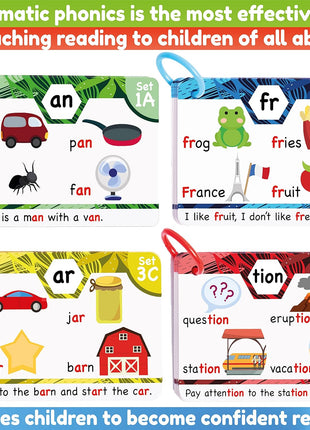 Phonics Flash Cards - Learn to Read in 20 Phonic Stages - Education for Kids Ages 4-8 Kindergarten 1st 2nd Grade
