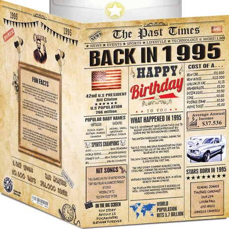 31st Birthday Card for Women Men - Back In 1995 Newspaper - 31 st Happy BIRTHDAY card - 31 birthday gift for Her Him - JUMBO size - 31st birthday decorations Dad Mom - Best gifts for 31 year old