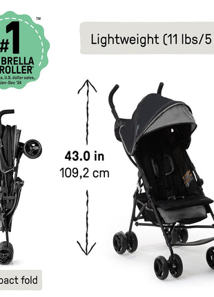 Ingenuity 3D Mini Convenience Stroller – Lightweight Stroller with Compact Fold, Multi-Position Recline, Canopy with Pop Out Sun Visor and More – Umbrella Stroller for Travel and More, Gray