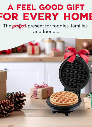 DASH Mini Waffle Maker   4 Waffle Mold, Nonstick Waffle Iron with Quick Heat Up, PTFE Nonstick Surface   Perfect Mini Waffle Maker for Kids and Families, Just Add Batter (Aqua)