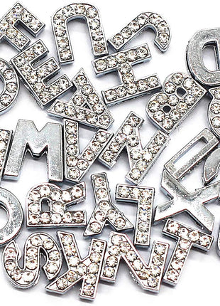 52 PCS A-Z Full Rhinestones Charms 8mm Letters for Hair ClipsSlide Alphabet,Hair Clips,Jewelry Making Charms,Crystal Letters(52 PCS Silver)