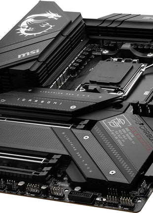 MSI MPG X670E Carbon WiFi Gaming Motherboard (AMD Ryzen 9000/8000/7000 Series Processors, AM5, DDR5, PCIe 5.0, SATA 6Gb/s, M.2, USB 3.2 Gen 2, Wi-Fi 6E, Bluetooth 5.3, LAN 2.5Gbps, HDMI/DP, ATX)