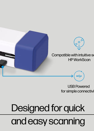 HP Small USB Document & Photo Scanner for Portable 1-Sided Sheetfed Digital Scanning, Model HPPS100, for Home, Office & Business, PC and Mac Compatible, HP WorkScan Software Included