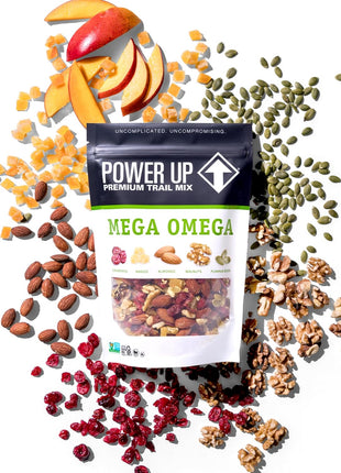 Power Up Trail Mix, Mega Omega Trail Mix, Non-GMO, Vegan, Gluten Free, No Artificial Ingredients, Gourmet Nut, 14 Ounce Bag