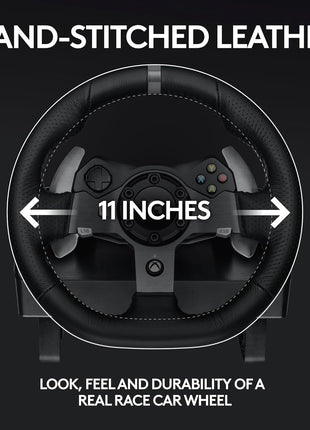 Logitech G920 Driving Force Racing Wheel and Floor Pedals, Real Force Feedback, Stainless Steel Paddle Shifters, Leather Steering Wheel Cover for Xbox Series X|S, Xbox One, PC, Mac - Black