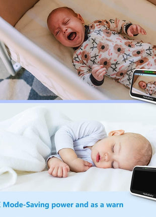 HelloBaby Upgrade 5'' Baby Monitor with 30-Hour Battery, 2 Cameras Pan-Tilt-Zoom, 1000ft Range Video Audio Baby Monitor No WiFi, VOX, Night Vision, 2-Way Talk, 8 Lullabies and Temperature