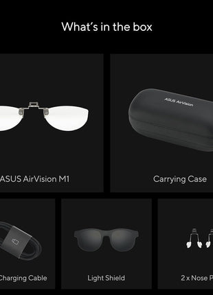 ASUS AirVision M1 Smart AR Glasses - 100" Micro-OLED Wearable Display, 1100 nits, Multi-Screen, Speakers, USB-C, Magnetic Shade, Designed for ROG Ally/Steam Deck/PC/iPhone 16/15/Android/Mac/Tablet