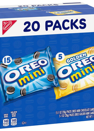 Oreo Mini Mix Sandwich Cookies Variety Pack, 20 Snack Packs | Individually Wrapped, Always made with Real Cocoa, Certified Kosher