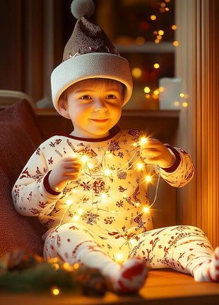 Minetom Fairy Lights Plug in, 33Ft 100 LEDs Waterproof Silver Wire Firefly Lights, Adaptor Included, Starry String Lights for Wedding Indoor Outdoor Christmas Patio Garden Decoration, Warm White