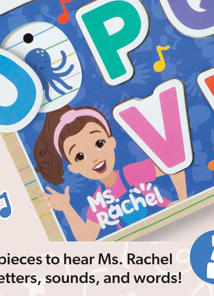 Melissa & Doug® Ms. RachelTM Wooden Phonics Alphabet Sound Puzzle with Light-Activated Sound Effects, 26-Piece Toddler Toys for Boys and Girls Ages 2+ Years - FSC Certified