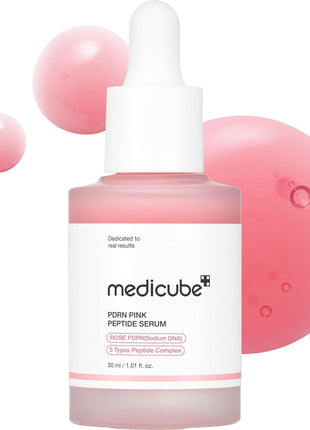 medicube PDRN Pink Peptide Serum with Salmon DNA | Pink Glow Serum with Peptides & Niacinamide for Hydration & Firm-Looking Skin | Uneven Tone Care | Korean Skincare, 1.01 fl. Oz