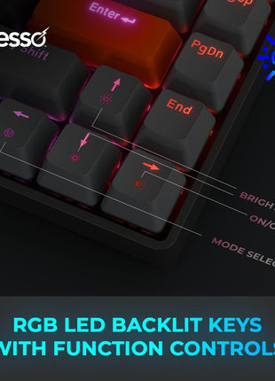 Adesso EasyTouch 1000 VIA Mini Mechanical Keyboard Multi-OS Illuminated | Wired/Wireless/Bluetooth, With Copilot Ai Hotkey