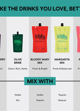 Filthy Margarita Mix, Premium Cocktail Mixer - 32 Oz Pouch | All-Natural Ingredients, Made with Fresh Florida Lime Juice & Organic Agave Nectar - Non-GMO, Gluten-Free & Vegan