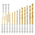 amoolo Hex Shank Drill Bit Set (13Pcs Set Pcs Free), Premium 4341 HSS Titanium Impact Hex Drill Bits for Wood, Steel, Metal, Plastic, Quick Change Design (1/16 -1/4 )