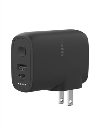 Belkin Hybrid Power Bank 5K + Wall Charger 25W - 2-in-1, Portable Battery w/USB-C Port & USB-A Port - Travel Essential - Apple iPhone 17, Air, Pro, Pro Max, AirPods, Apple Watch - Black