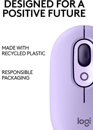 Logitech POP Mouse, Compact and Portable Wireless Bluetooth Mouse with Programmable Buttons and Quiet Clicks, Easy-Switch Between up to 3 Devices, Laptop, Tablet, PC - Cosmos