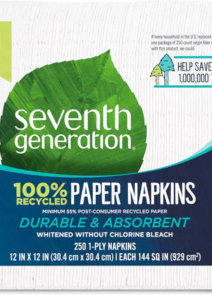 Seventh Generation Lunch Napkin, White Color, 1-ply, 250-Count Packs (Pack of 12)