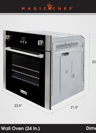 Magic Chef 24-Inch Built-In Electric Wall Oven, Stainless Steel, 2.2 Cu Ft | 24-In. Electric Wall Oven, Convection, Stainless Steel