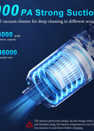 KMM Handheld Car Vacuum Cleaner, 9000Pa Vacuum Cleaner and Air Duster, 120W High Power Hand Held Vacuum with LED Light and Multi-Nozzles for Car, Home, Office, Pet