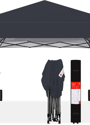 Best Choice Products 10x10ft Pop Up Canopy Tent, Outdoor Shade, 1 Person 1 Minute Set Up, Carry Case, 4 Weight Bags - Gray