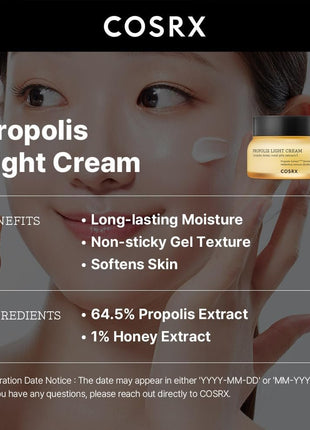 COSRX Propolis Cream 65ml Moisturizing Honey Hydrating Nourishing Cream for Dry Skin Korean Cosmetics Cosrx Skin Nutrition