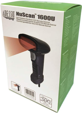 Adesso NuScan 1600U 1D Handheld CCD Barcode Scanner USB