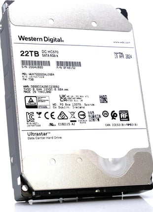 Western Digital HGST Ultrastar HC570 WUH722222ALE604 0F48152 22TB 7.2K RPM SATA 6Gb/s 512e Power Disable 3.5in Enterprise Hard Drive