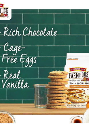 Pepperidge Farm Farmhouse Thin & Crispy Toffee Chocolate Cookies, 6.9 Oz